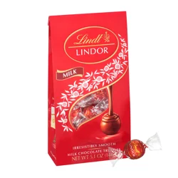 Lindt LINDOR Milk Chocolate Candy Truffles, Chocolates with Smooth, Melting Truffle Center, 5.1 oz. Bag
