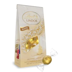 Lindt LINDOR White Chocolate Candy Truffles, Chocolates with Smooth, Melting Truffle Center, 5.1 oz. Bag