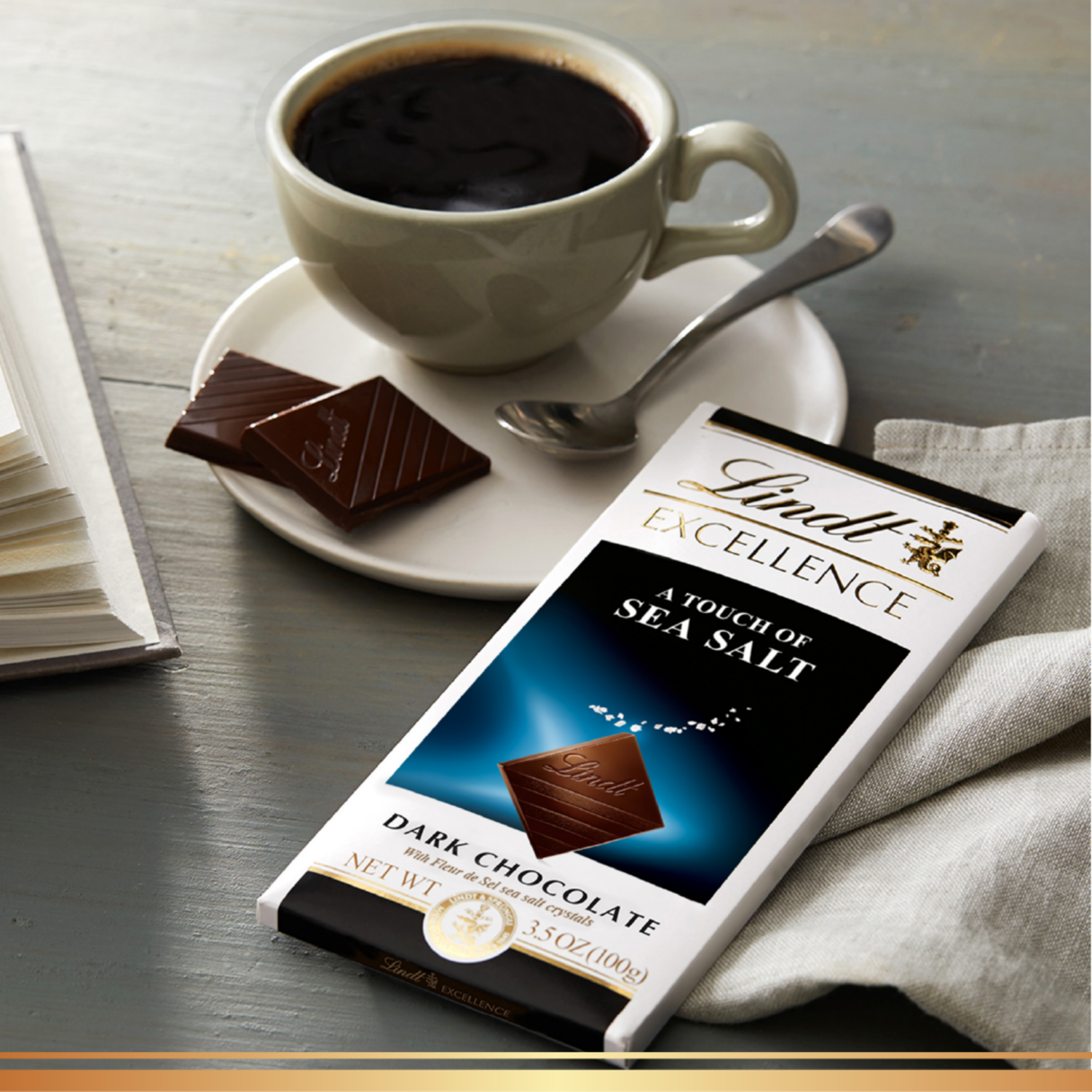 slide 5 of 5, Lindt Excellence Sea Salt Dark Chocolate 3.5 oz, 3.50 oz