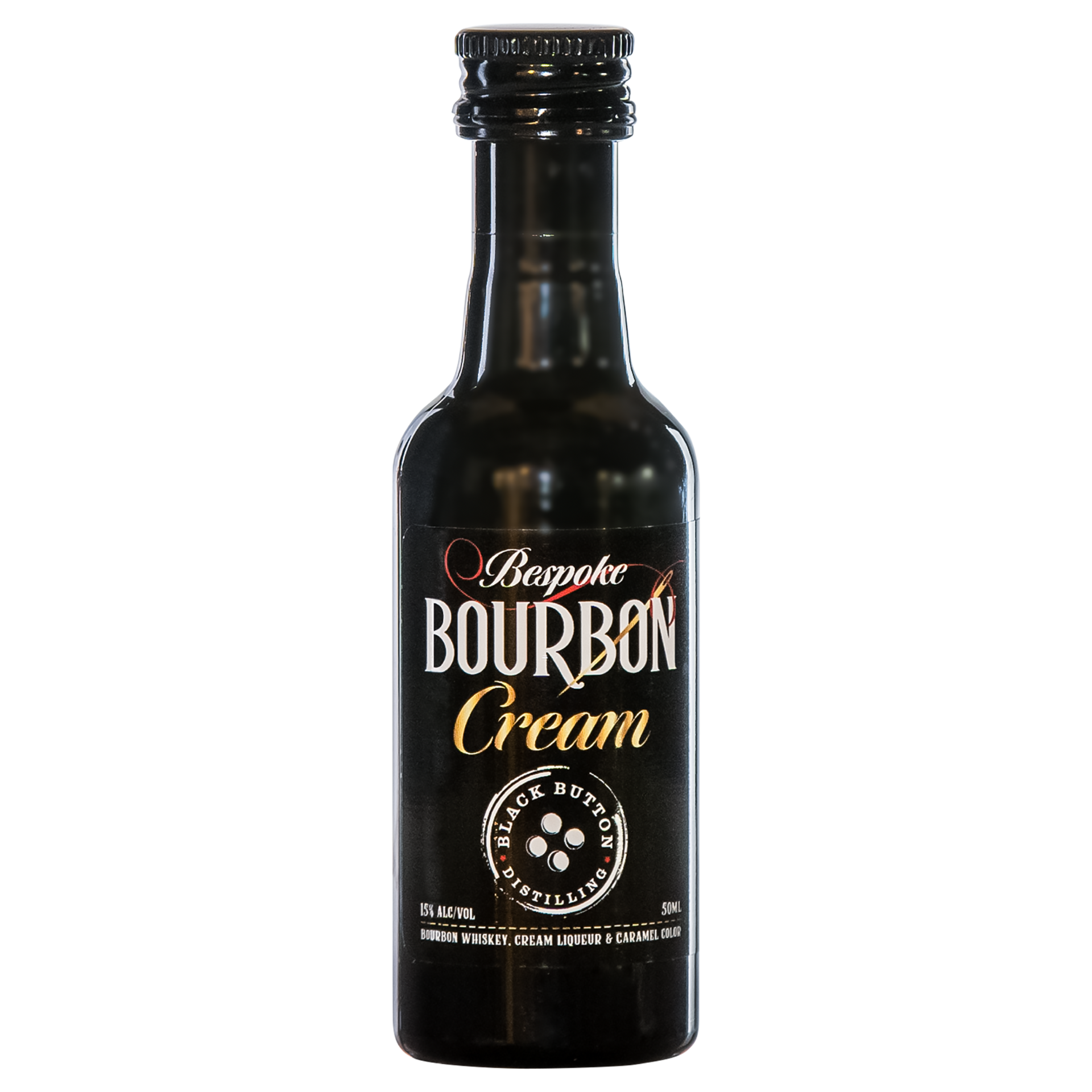 slide 1 of 2, Black Button Distilling Bespoke Bourbon Cream Liqueur, 50 mL Mini Bottle, 30 Proof, 1.69 fl oz