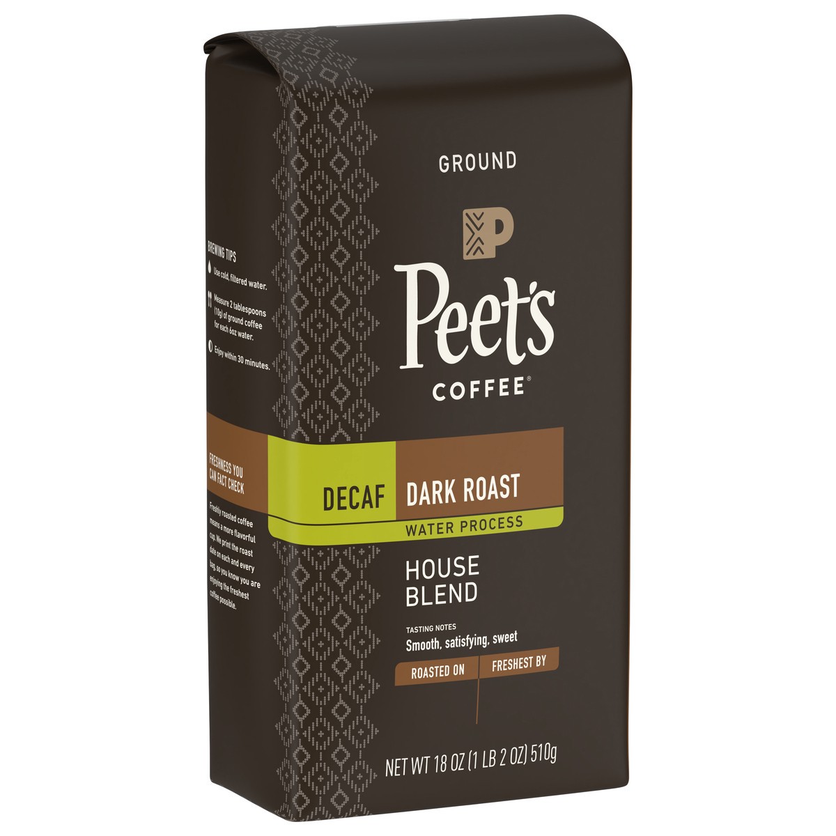 slide 9 of 9, Peet's Coffee Decaf Dark Roast Ground House Blend Coffee - 18 oz, 18 oz