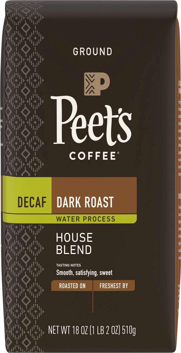 slide 6 of 9, Peet's Coffee Decaf Dark Roast Ground House Blend Coffee - 18 oz, 18 oz