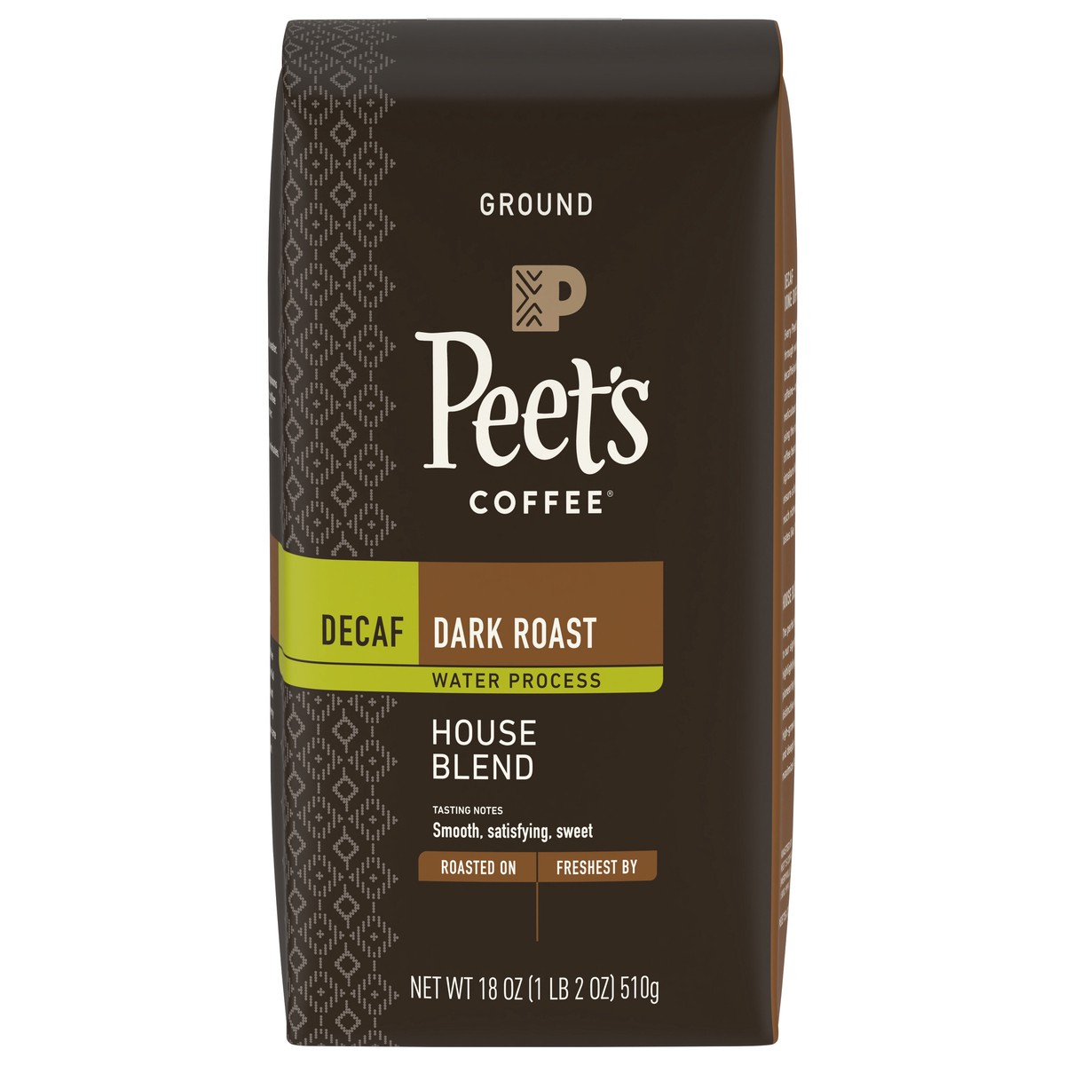 slide 1 of 9, Peet's Coffee Decaf Dark Roast Ground House Blend Coffee - 18 oz, 18 oz