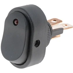 Dorman Electrical Switches - Rocker - LED Glow - Oval Style - Black Body/Red LED