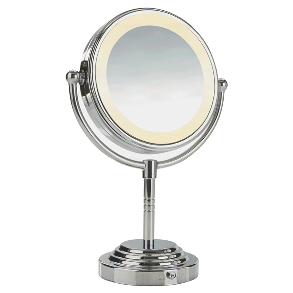 slide 1 of 1, Studio M Lighted Round Magnification Mirror, Polish Chrome, 1 ct