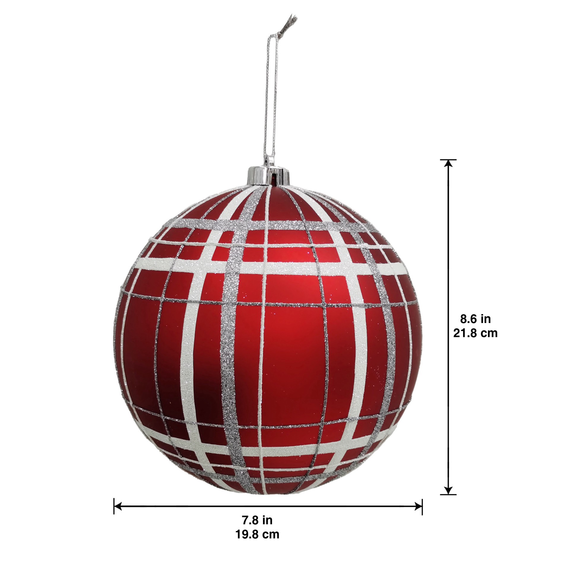 slide 3 of 3, 8.25" Red & Silver Glitter Jumbo Ball Ornament By Ashland, 8.25 in