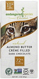 slide 1 of 1, Endangered Species Almond Butter Creme Filled Dark Chocolate 72% Cocoa, 3 oz