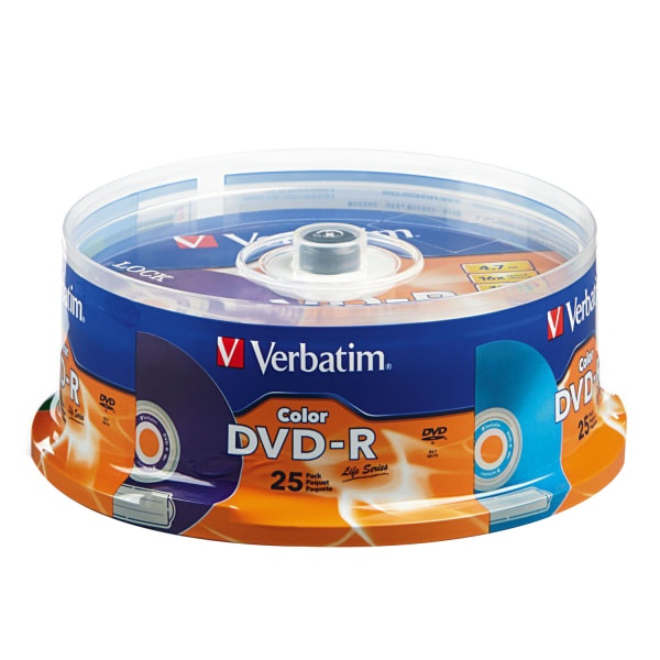 slide 1 of 2, Verbatim Life Series Dvd-R Discs, Assorted Colors, Pack Of 25, 25 ct