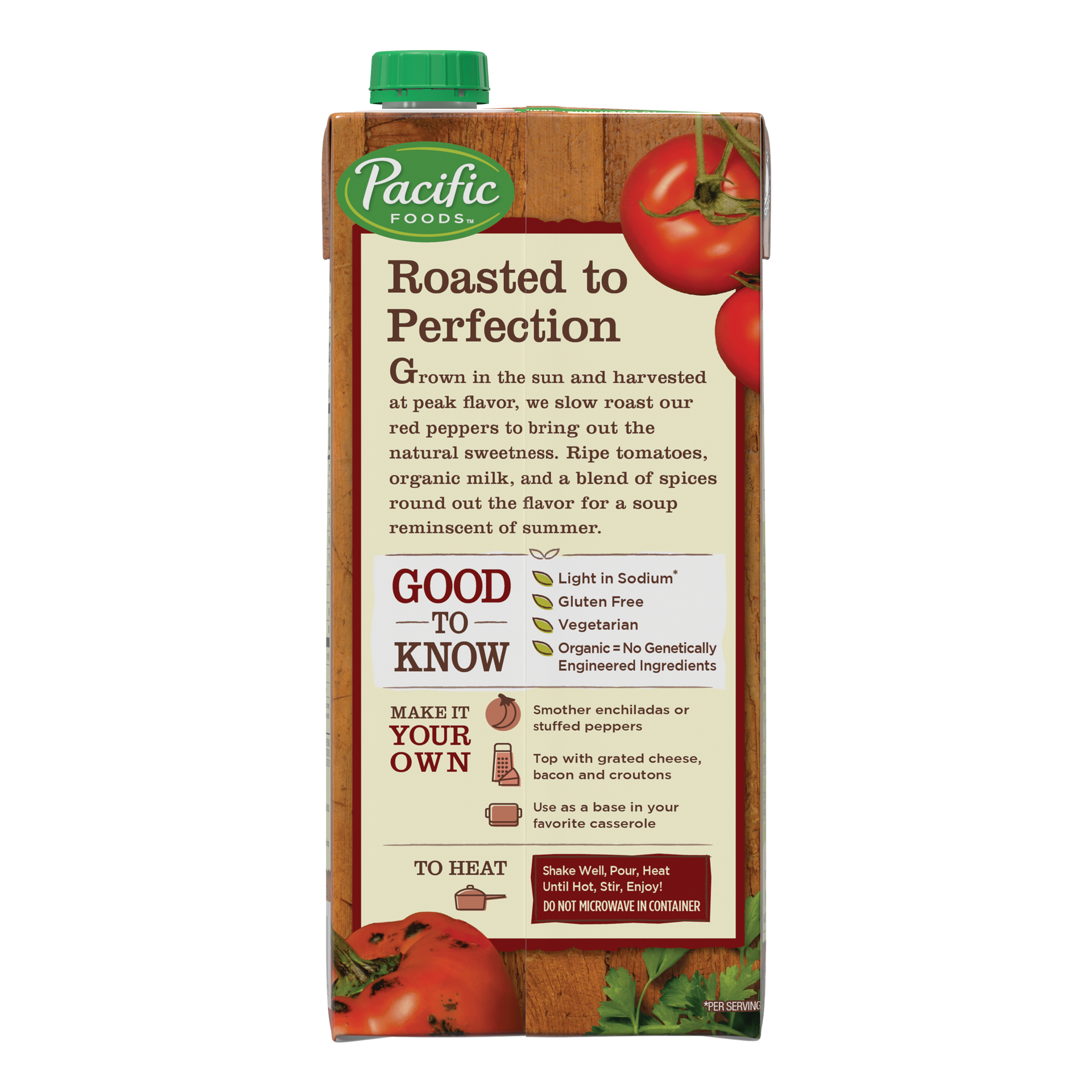 slide 2 of 5, Pacific Foods Organic Light in Sodium Roasted Red Pepper and Tomato Soup, 32 oz Carton, 32 oz