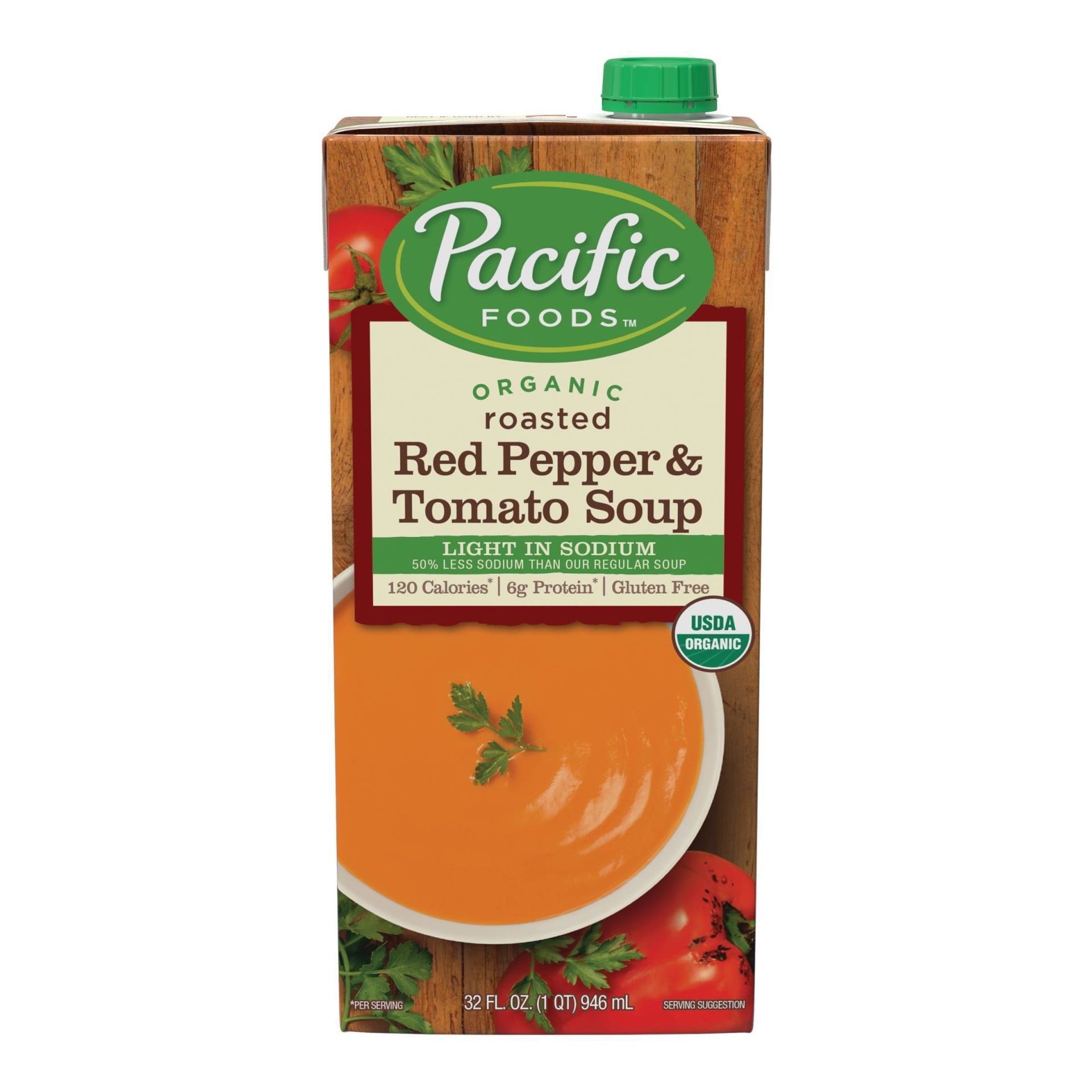slide 1 of 9, Pacific Organic Roasted Red Pepper Tomato Soup, 32 fl oz