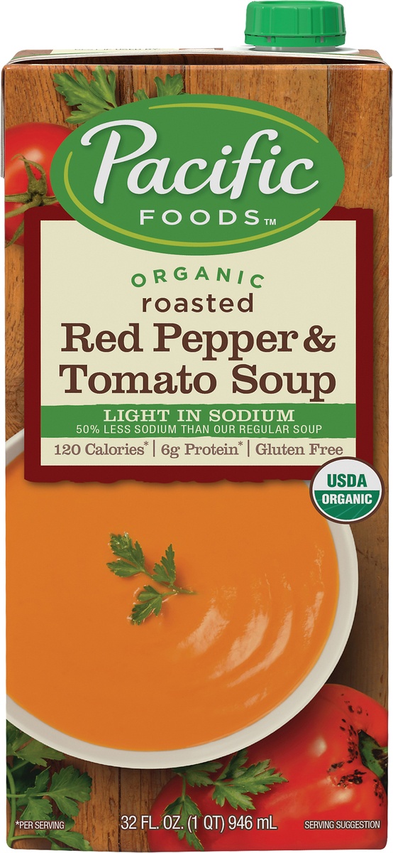 slide 8 of 9, Pacific Organic Roasted Red Pepper Tomato Soup, 32 fl oz