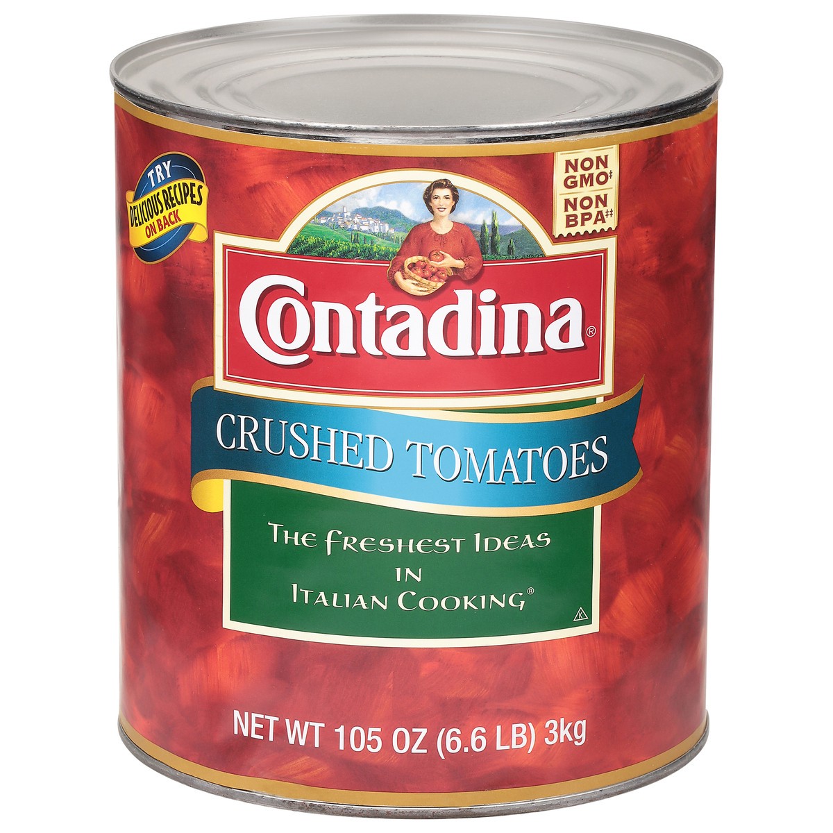 slide 1 of 14, Contadina Crushed Tomatoes 105 oz, 