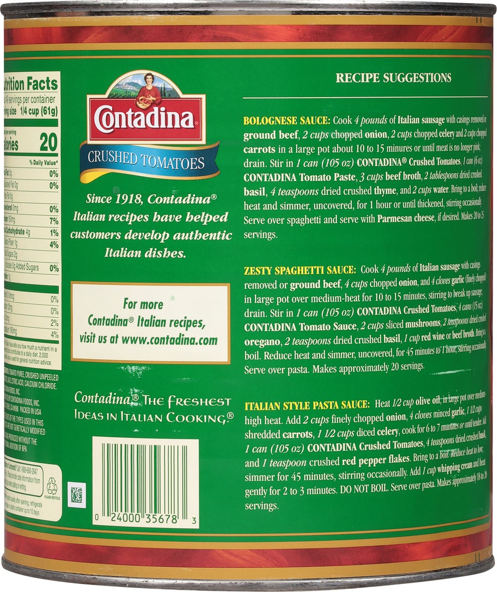 slide 9 of 14, Contadina Crushed Tomatoes 105 oz, 