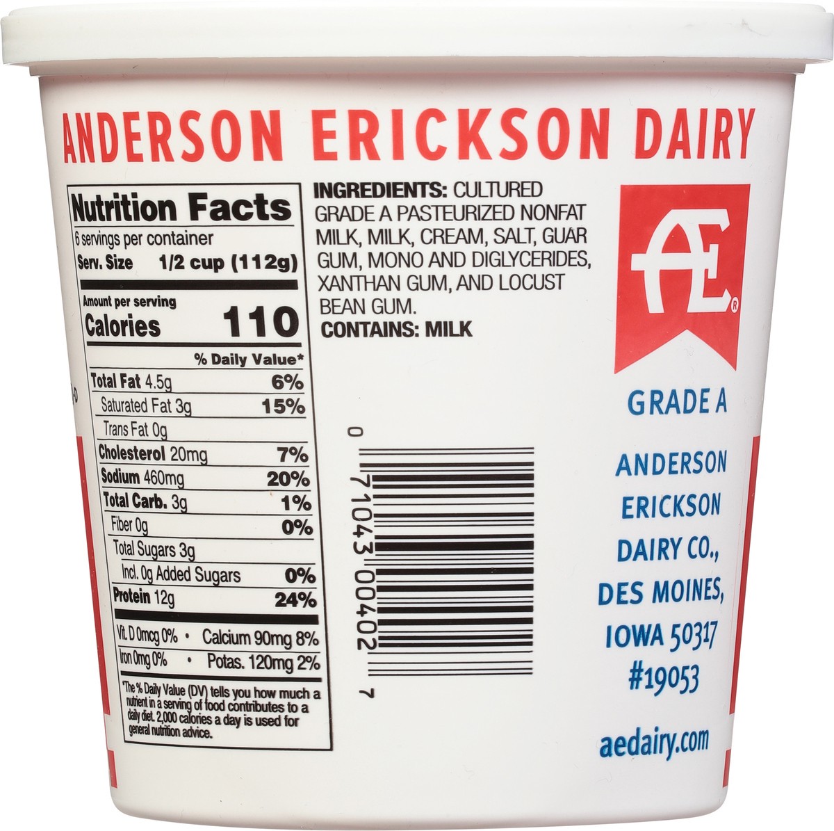 slide 5 of 9, Anderson Erickson Dairy AE Dairy 4% Milkfat Large Curd Cottage Cheese 24 oz, 24 oz