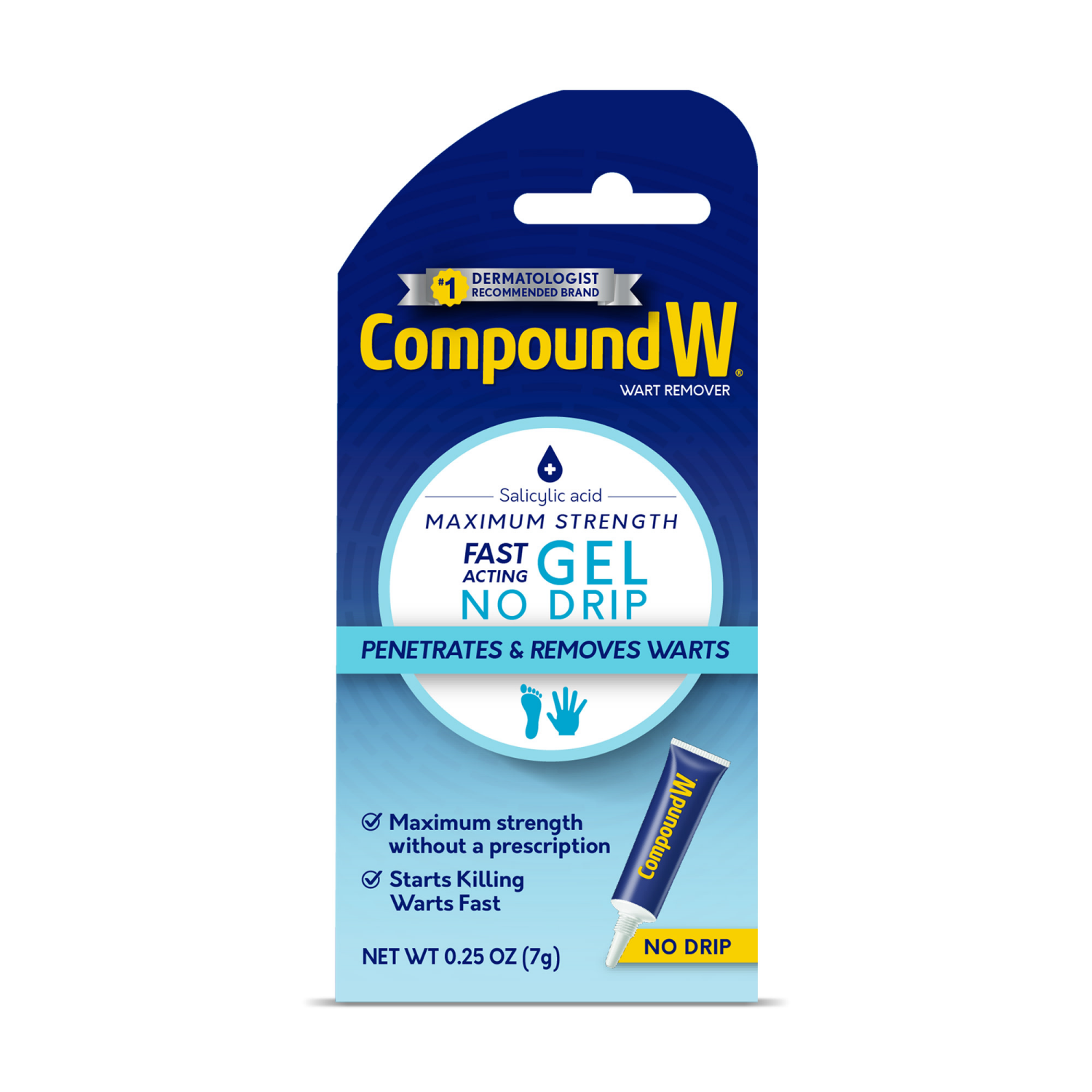 slide 1 of 5, Compound W Maximum Strength Fast Acting Gel Wart Remover, 0.25 oz gel, 0.25 oz