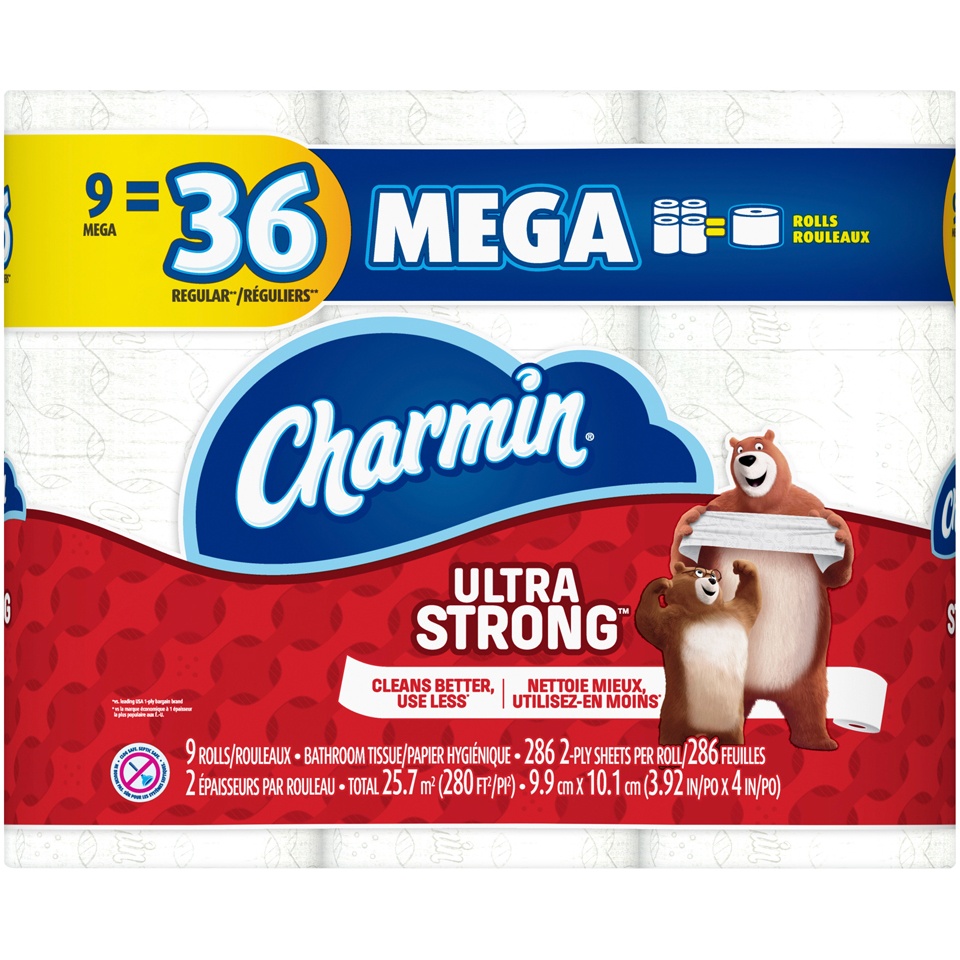 slide 2 of 4, Charmin Ultra Strong Toilet Paper Mega Rolls, 9 ct