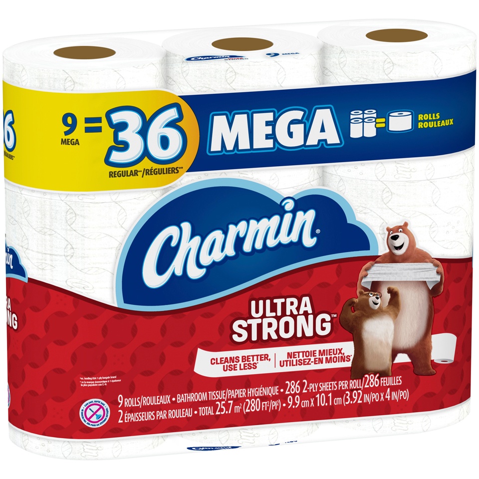 slide 3 of 4, Charmin Ultra Strong Toilet Paper Mega Rolls, 9 ct