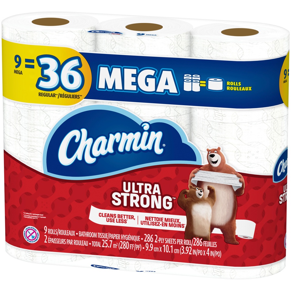 slide 4 of 4, Charmin Ultra Strong Toilet Paper Mega Rolls, 9 ct