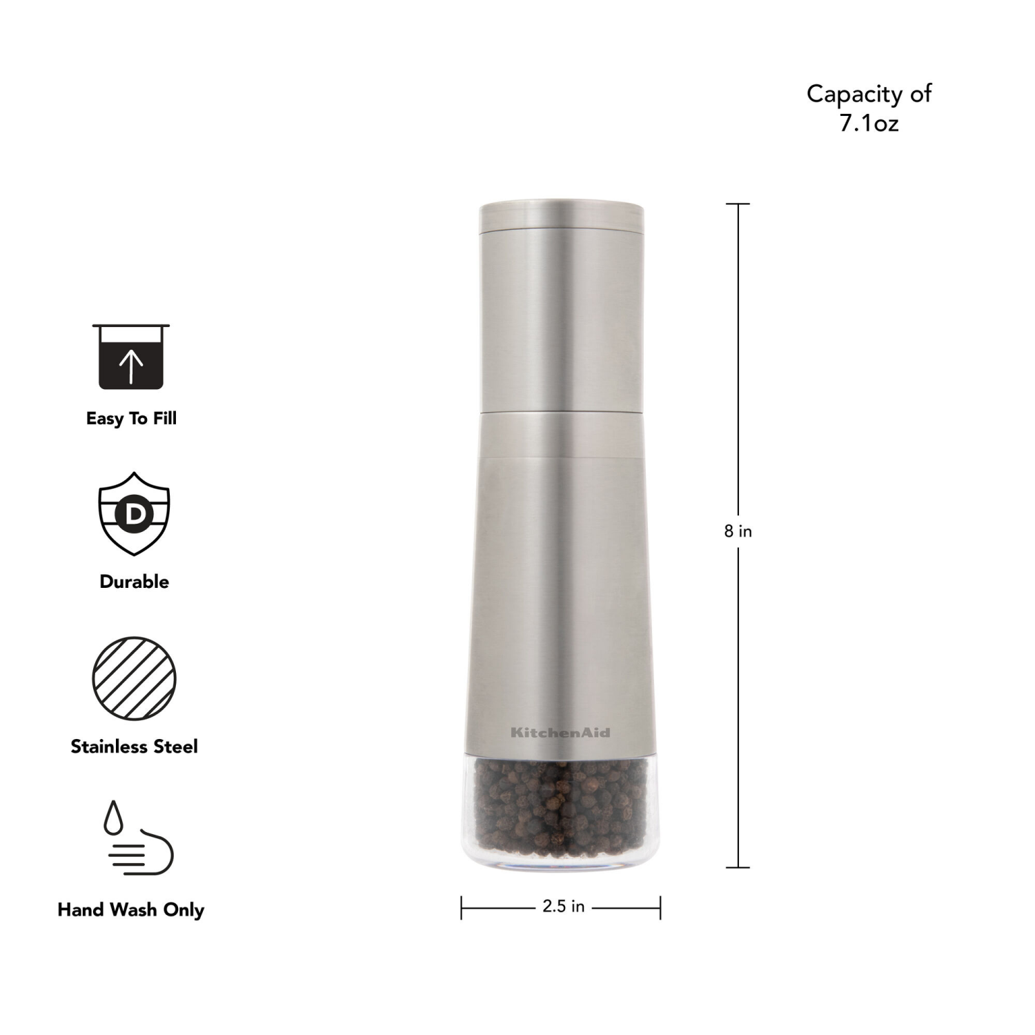 slide 1 of 2, KitchenAid 8 Inch Pepper Grinder 3.3 oz, 3.3 oz