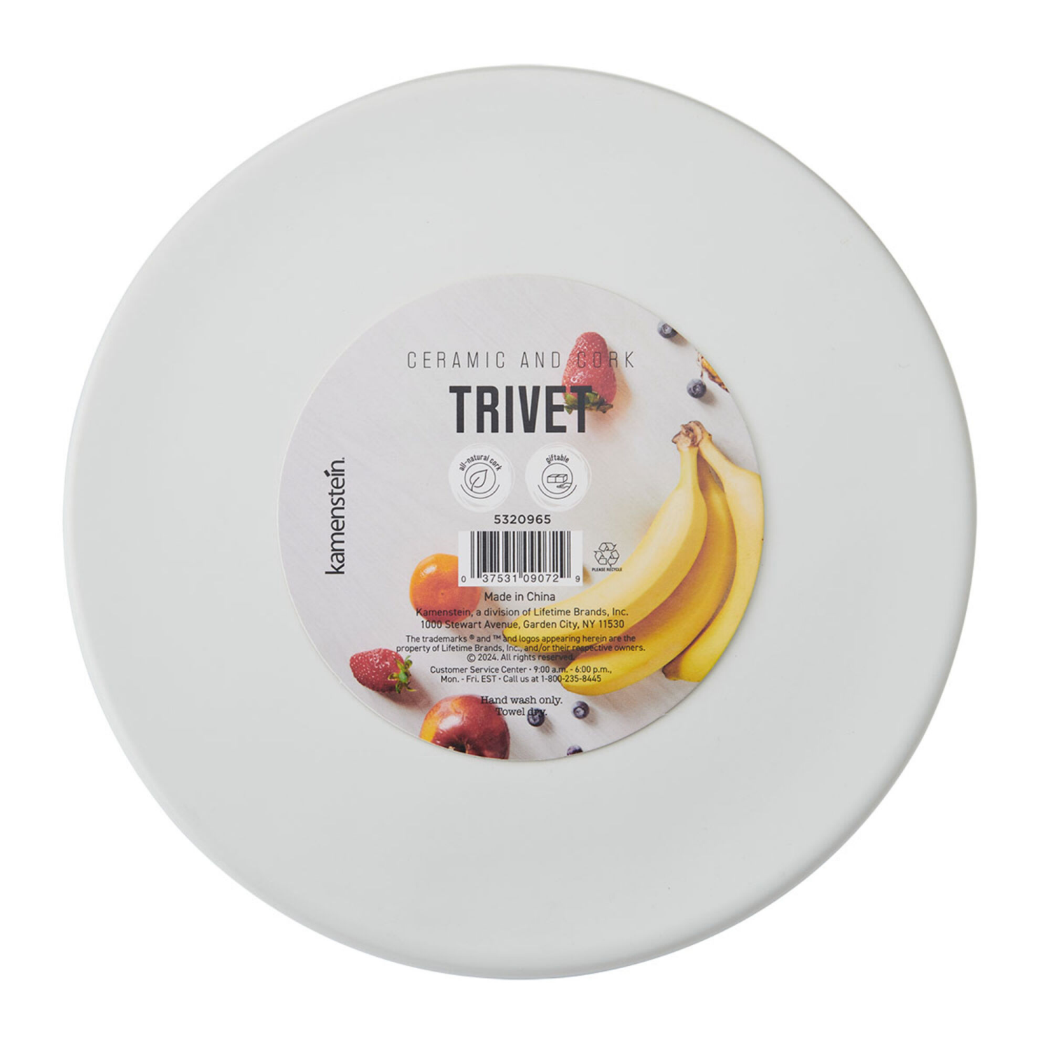 slide 2 of 2, Kamenstein Kamestein Ceramic and Cork Trivet White, 1 ct