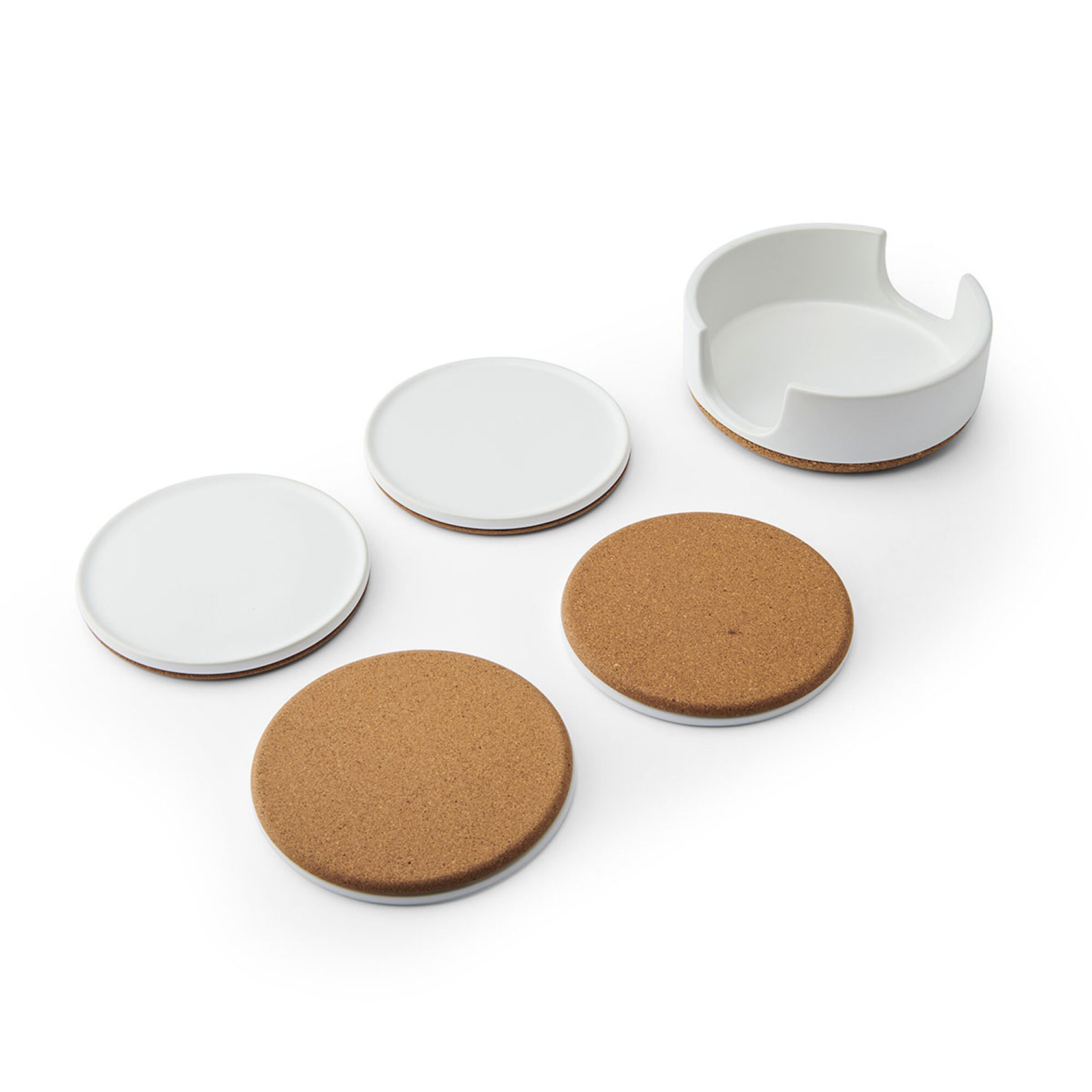 slide 1 of 2, Kamenstein Ceramic and Cork Coasters S4 White, 1 ct
