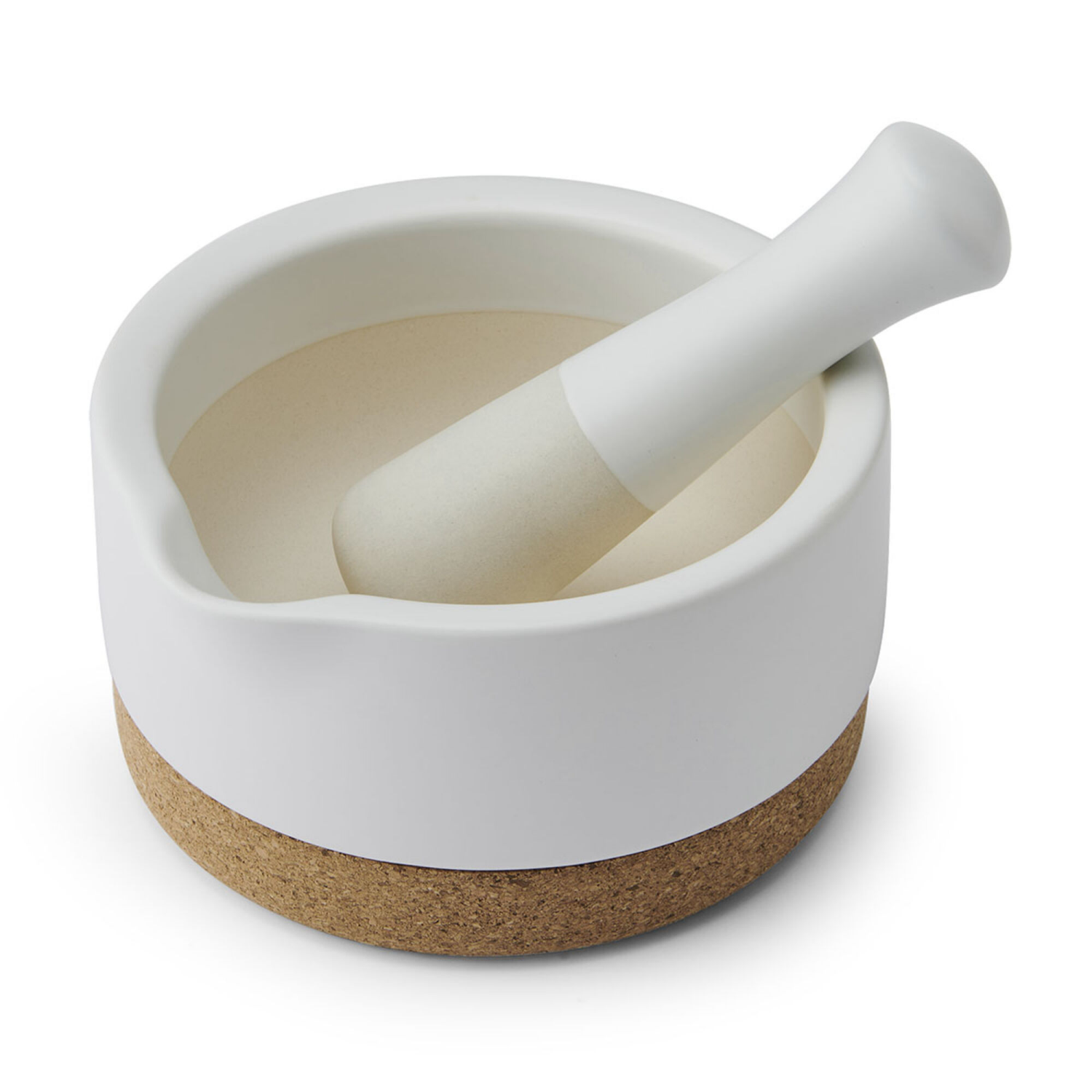 slide 1 of 2, Kamenstein Ceramic Cork Mortar and Pestle White, 1 ct