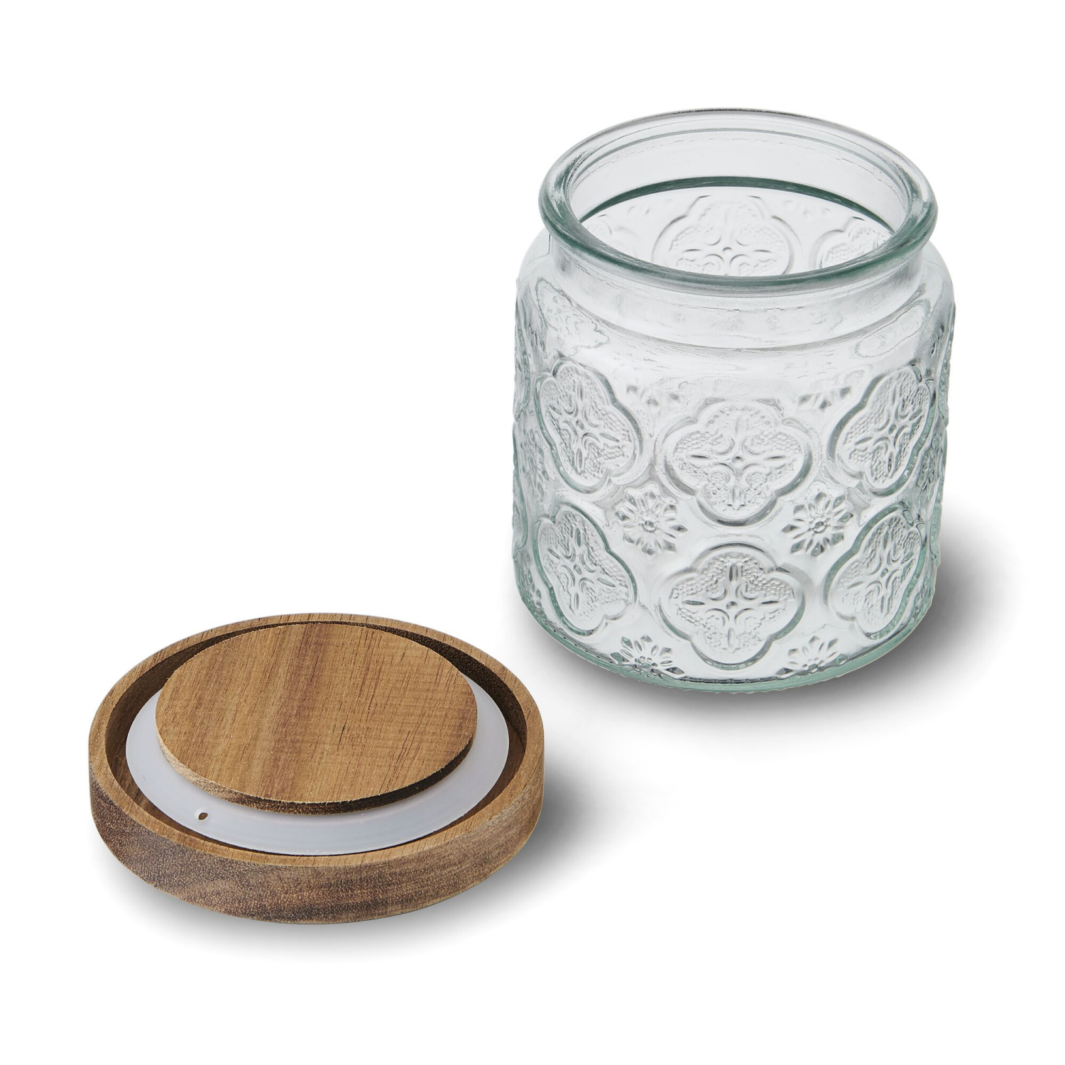 slide 2 of 2, Kamenstein Embossed Jar with Acacia Lid 17oz, 17 oz