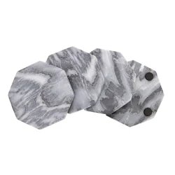Kamenstein Hex Marble Coaster Set Grey 4pc