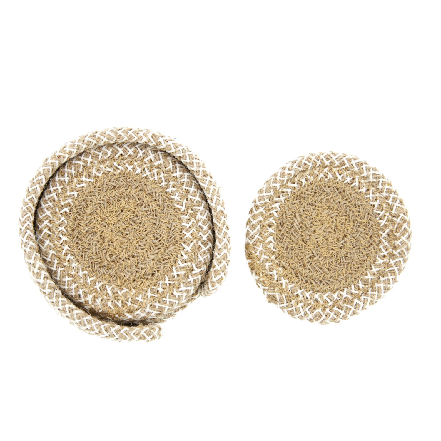 slide 1 of 1, Kamenstein Round Cotton Coaster Set with holder Beige 4pc, 4 ct