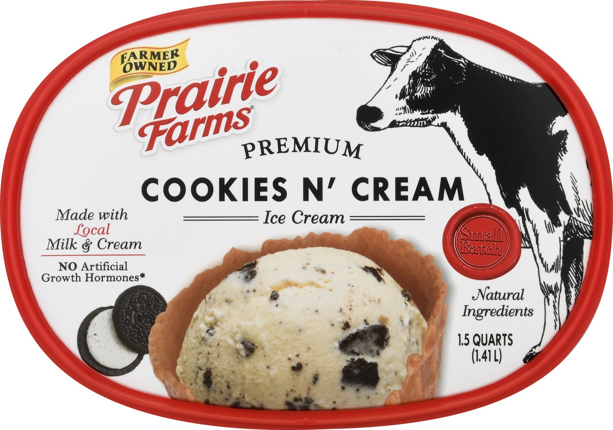 slide 9 of 13, Prairie Farms Premium Cookies N' Cream Ice Cream 1.5 qt, 1.5 qt