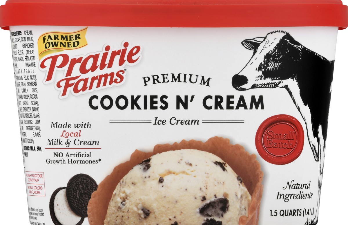 slide 7 of 13, Prairie Farms Premium Cookies N' Cream Ice Cream 1.5 qt, 1.5 qt