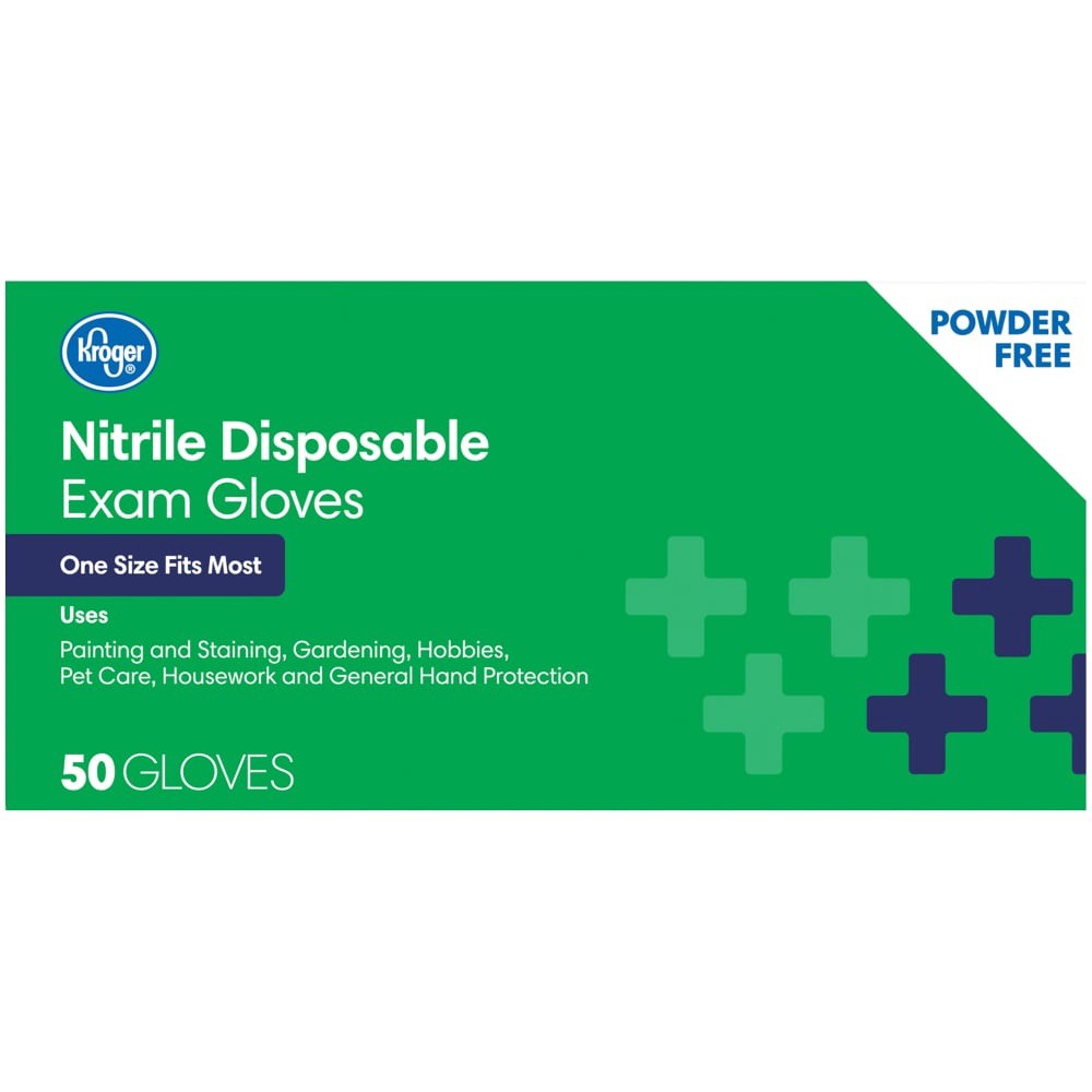 slide 5 of 6, Kroger Powder-Free Nitrile Disposable Exam Gloves, 50 ct