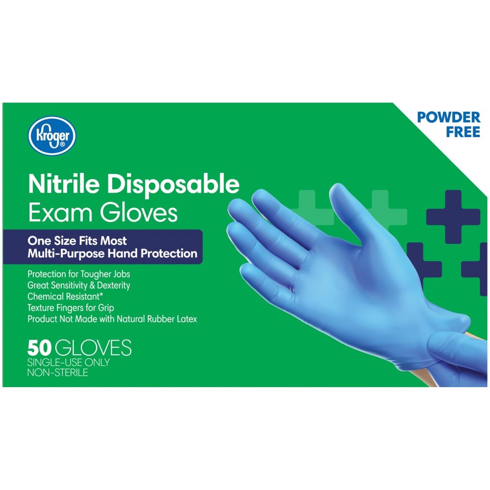 slide 2 of 6, Kroger Powder-Free Nitrile Disposable Exam Gloves, 50 ct