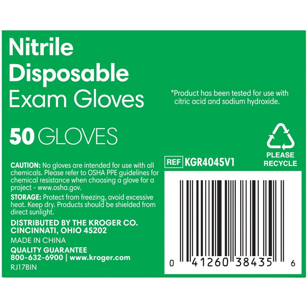 slide 6 of 6, Kroger Powder-Free Nitrile Disposable Exam Gloves, 50 ct