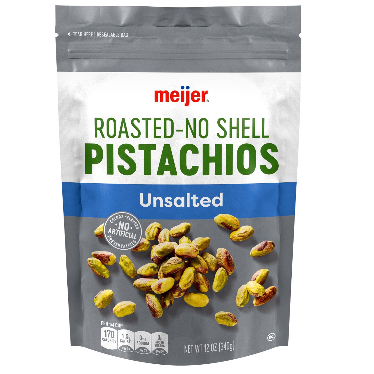 slide 1 of 2, Meijer Unsalted Pistachios No Shell, 12 oz