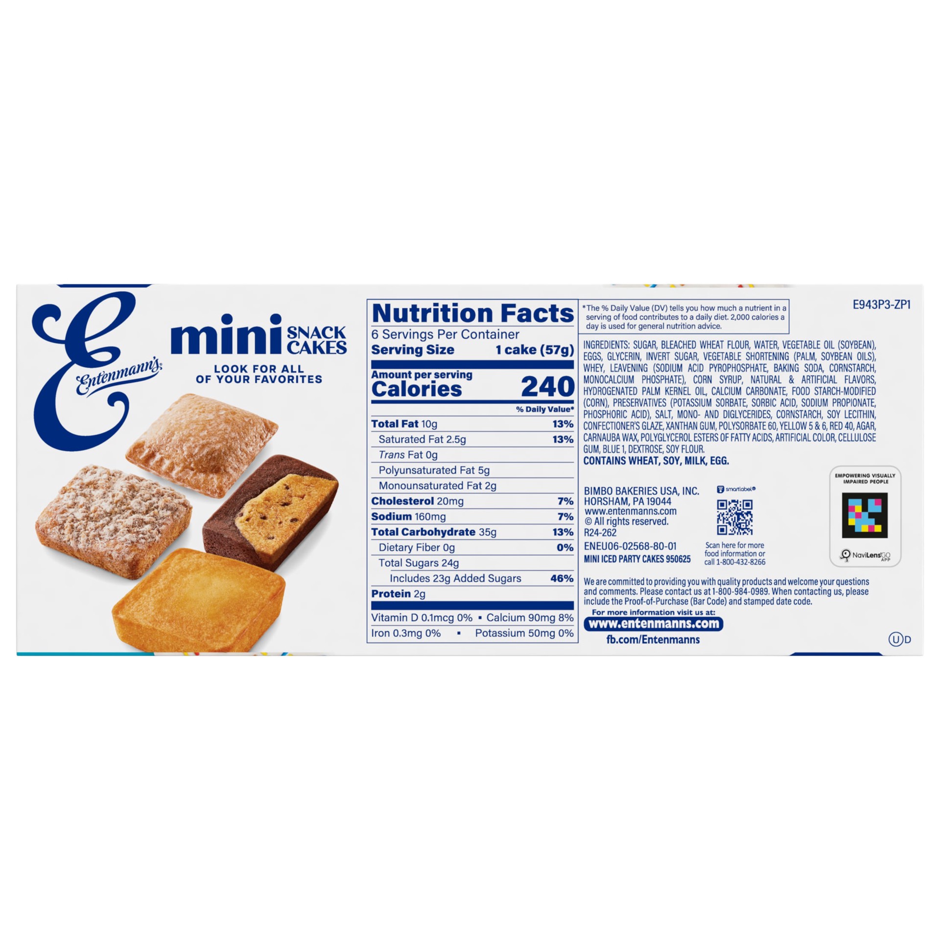 slide 5 of 7, Entenmann's Iced Party Cake Mini Snack Cakes, 6 packs, 12 oz, 6 ct