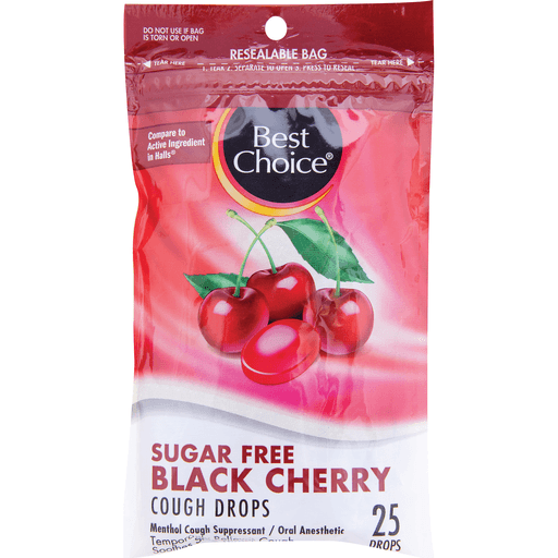 slide 1 of 1, Best Choice Sugar Free Black Cherry Flavor Cough Drops, 25 ct