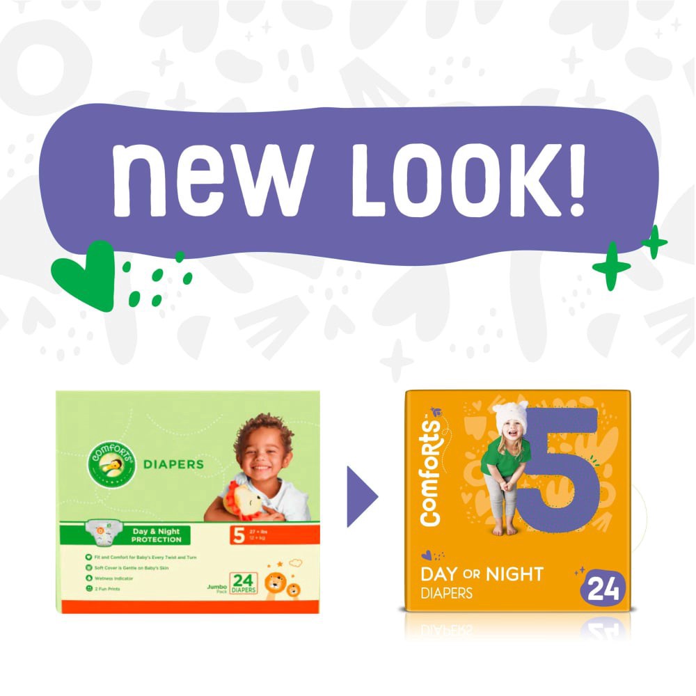 slide 7 of 12, Comforts Size 5 Day Or Night Baby Diapers, 24 ct