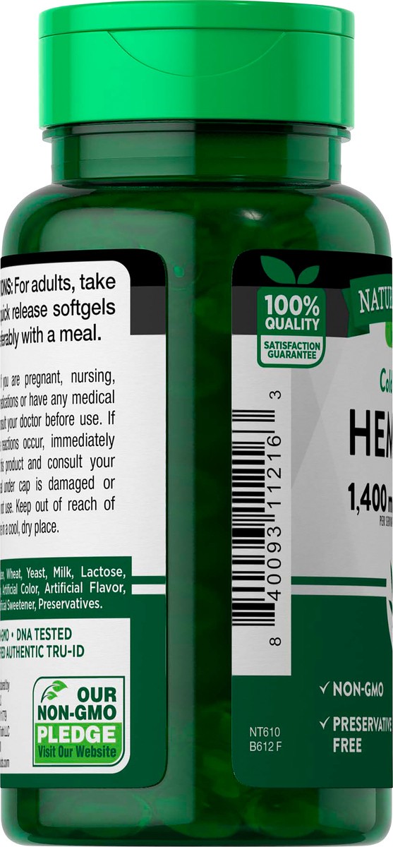 slide 4 of 5, Nature's Truth 1400 mg Cold Pressed Hemp Oil 60 Softgels, 60 ct