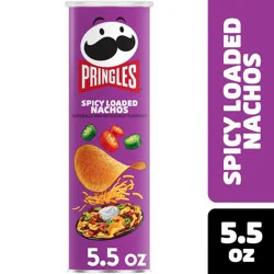 Pringles Potato Crisps Chips, Lunch Snacks, On-the-Go Snacks, Spicy Loaded Nachos, 5.5oz Can