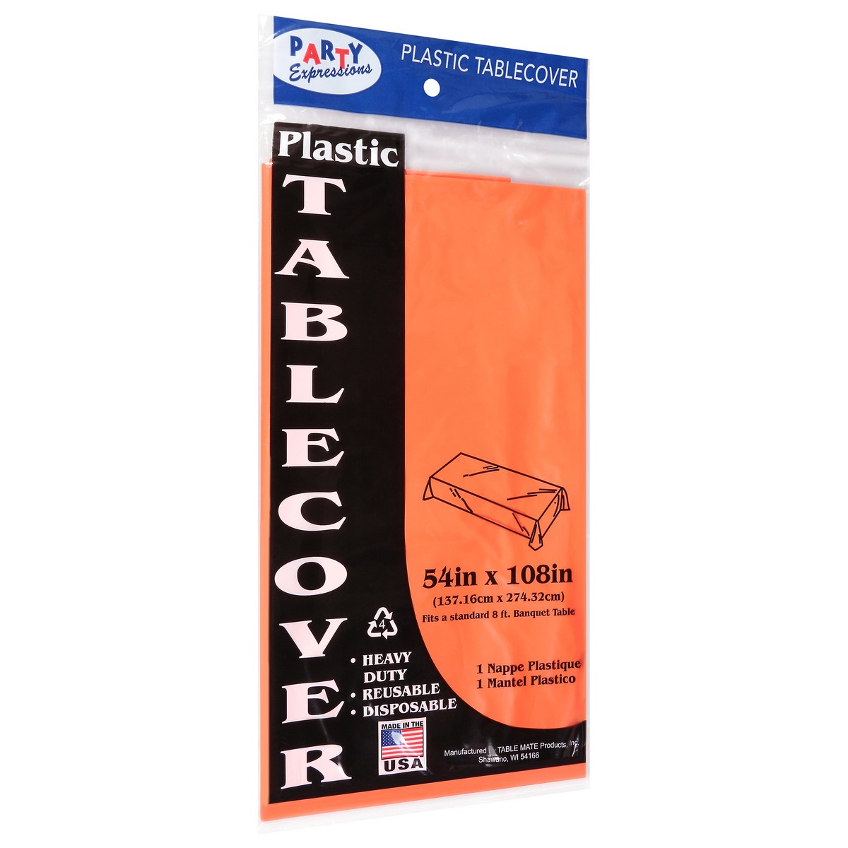slide 4 of 12, Party Expressions Orange Plastic Tablecover 1 ea, 1 ct
