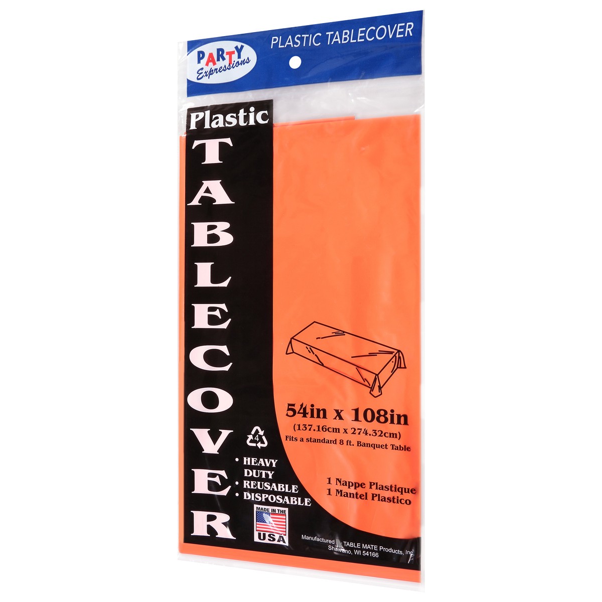 slide 11 of 12, Party Expressions Orange Plastic Tablecover 1 ea, 1 ct