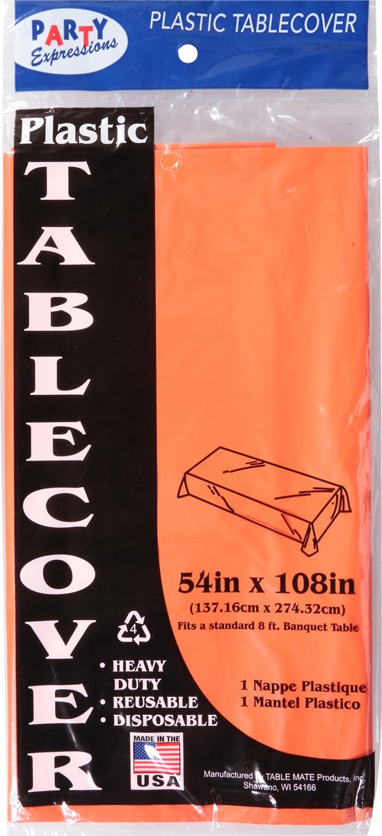 slide 6 of 12, Party Expressions Orange Plastic Tablecover 1 ea, 1 ct