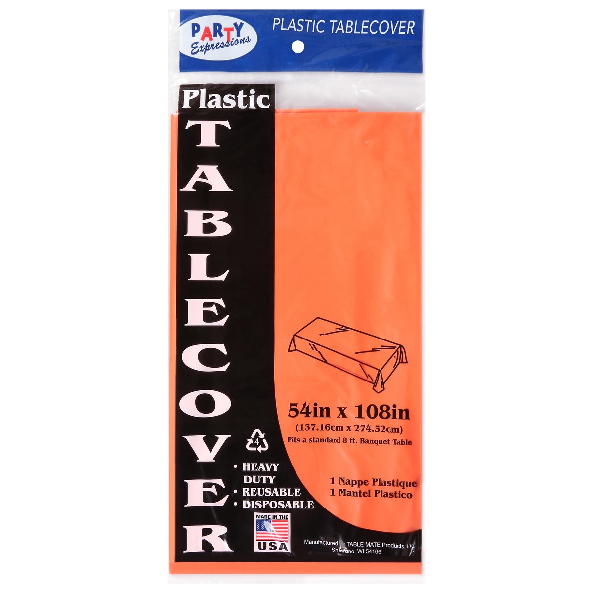 slide 9 of 12, Party Expressions Orange Plastic Tablecover 1 ea, 1 ct