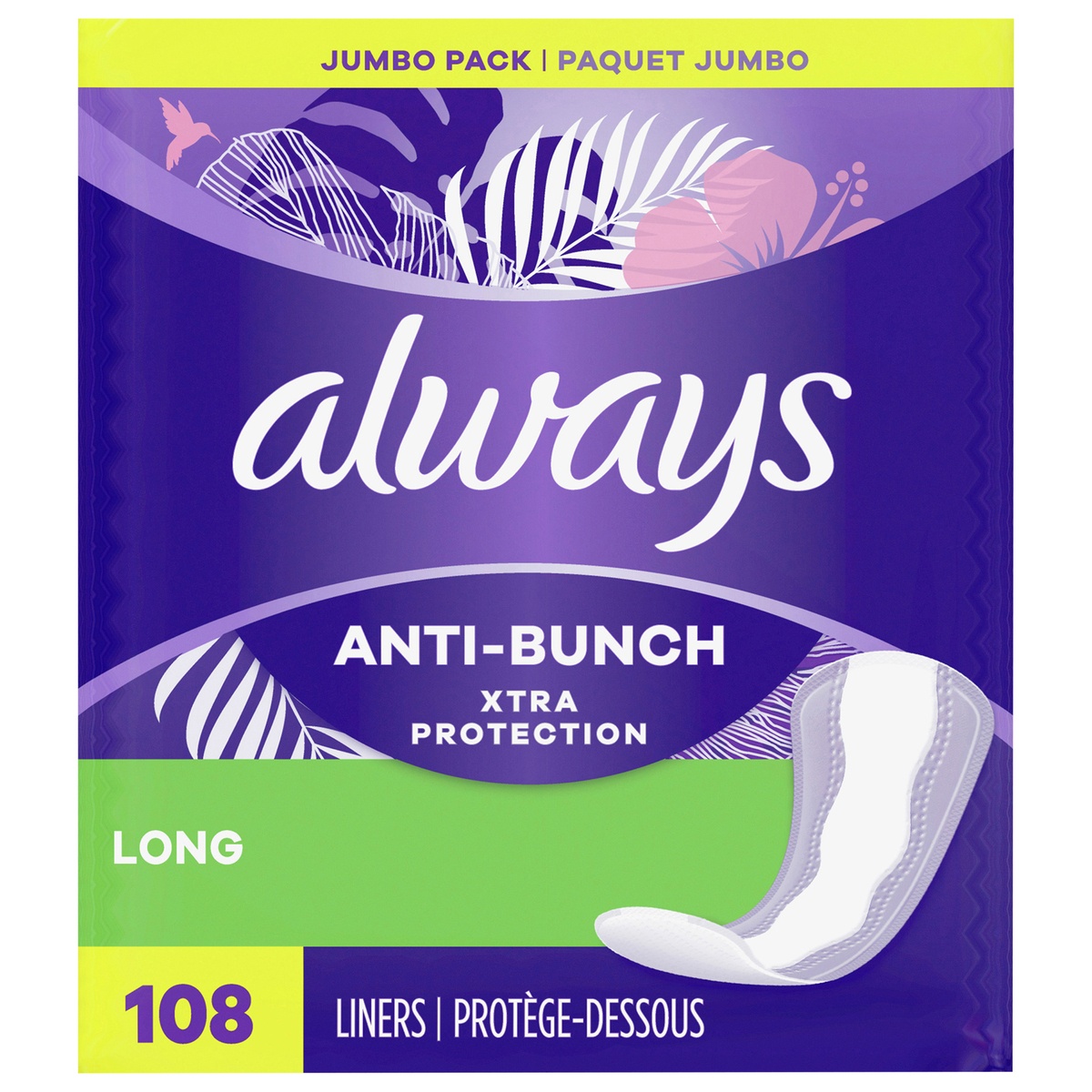slide 1 of 1, Always Xtra Protection Daily Panty Liners Long Unscented, 108 Ct, 108 ct