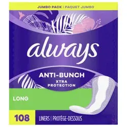 Always Xtra Protection Daily Panty Liners Long Unscented, 108 Ct