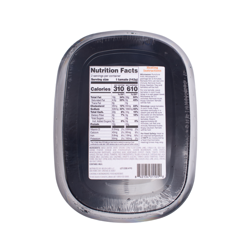 slide 2 of 2, Home Chef Green Chile Pork & Cheese Tamales, 10 oz