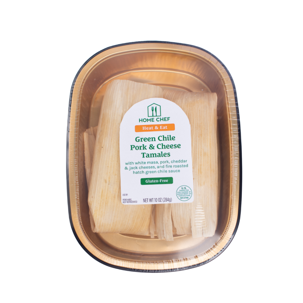 slide 1 of 2, Home Chef Green Chile Pork & Cheese Tamales, 10 oz