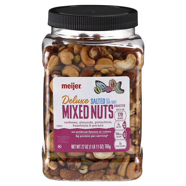 slide 1 of 5, Meijer Deluxe Salted Mixed Roasted Nuts, 27 oz