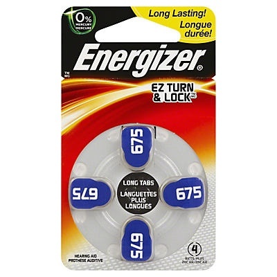 slide 1 of 1, Energizer Ez Turn & Lock 675 Hearing Aid Battery, 4 ct